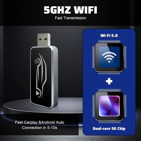 Бездротовий адаптер CarPlay Android Auto 2в1 для iPhone iOS 10+ Android 11+ з USB Type-C універсальний, карплей бездротовий | Зображення 6