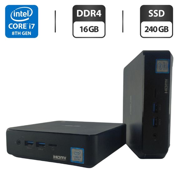 Неттоп Asus Chromebox 3 Mini PC USFF / Intel Core i7-8550U (4 (8) ядра по 1.8 - 4.0 GHz) / 16 GB DDR4 / 240 GB SSD / Intel UHD Graphics 620 / Wi-Fi б/в
