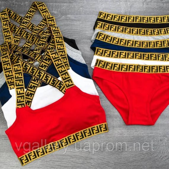 Жіночий комплект білизни Fendi, жіночий комплект Фенді (Топ+Брифі) M, Червоний