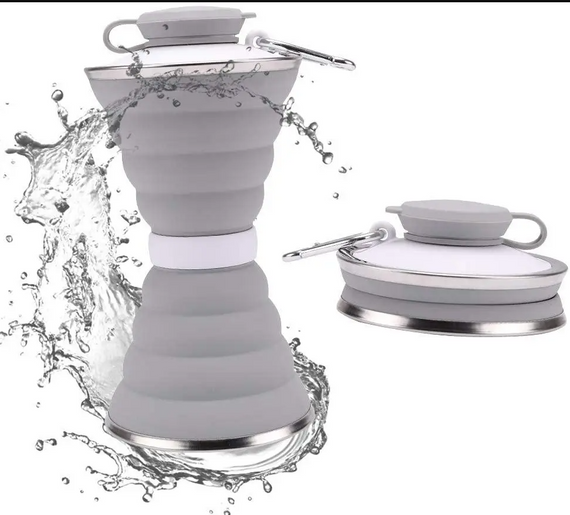 Складная силиконовая бутылка Folding travel water cup, 500 мл | Зображення 1