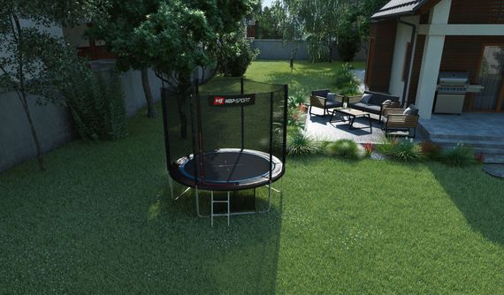Батут Hop-Sport 8ft (244см) синій з зовнішньою сіткою | Зображення 2