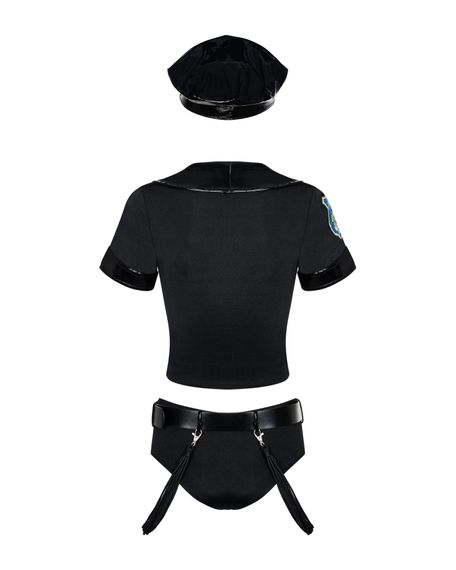 Еротичний костюм поліцейського Obsessive Police set S/M, black, топ, шорти, кепка, пояс, портупея | Зображення 3