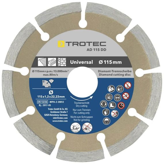 Набір відрізних алмазних дисків Trotec 110/115х22.23х1.2 (4 шт) (6225001121) | Зображення 2