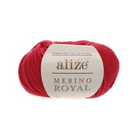 Пряжа для плетення Alize merino royal  56 червона алізе меріно роял 100% вовна