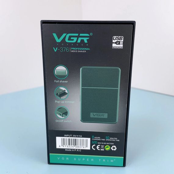 Електробритва VGR V-376 Green шейвер бездротова з виїзним триммером (44961-V-376_208) | Зображення 1