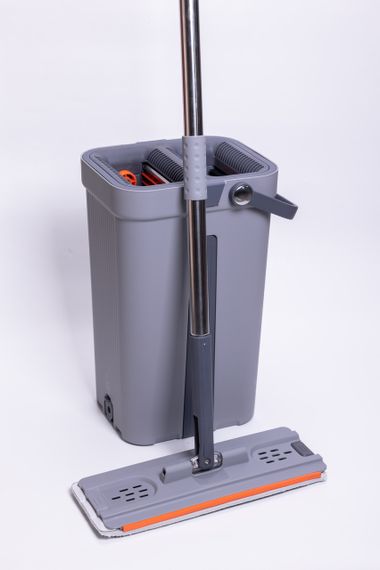 Телескопічна швабра з плоскою насадкою та відро з двома секціями для миття підлоги й віджиму, комплект для прибирання HP-35015-20 | Зображення 4