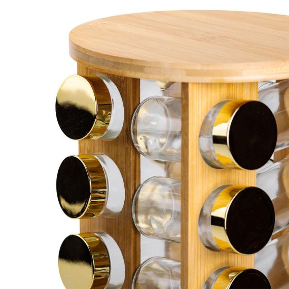 Набор для специй на деревянной подставке 16 стеклянных емкостей для приправ HP-1367 | Зображення 6