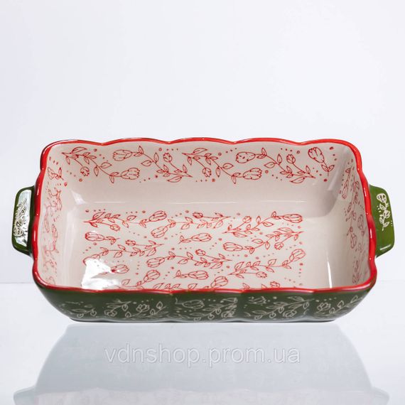 Форма для запекания Vintage 28×17×5 (см) прямоугольная форма для выпекания в духовке с ручками Зеленая HM05-10 | Зображення 9