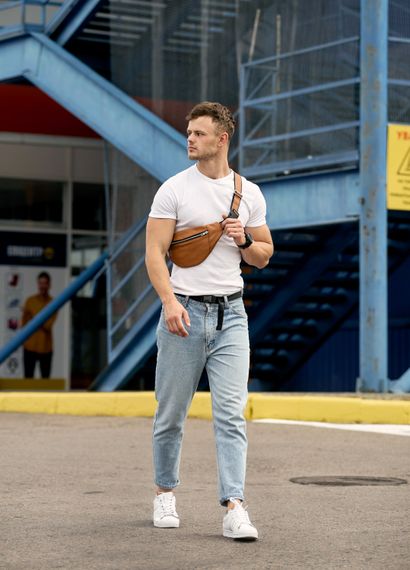 Чоловіча сумка на пояс бананка Sambag Soho BSS Натуральна руда шкіра (82113121wm) | Зображення 3