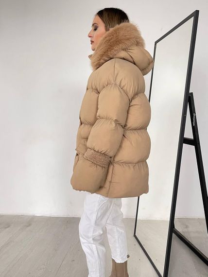 Пуховик з опушкою Cresh Puffer, карамель M-L | Зображення 7