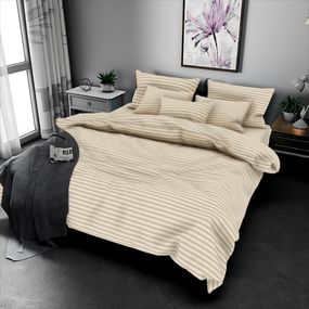 Комплект постільної білизни LoveYouHome бязь gold Смужка беж Полуторний 150х215 см (7165)