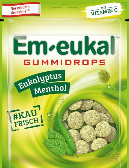 "Em-eukal Eukalyptus Menthol", dr. c. Soldan  – Льодяники з евкаліптом, ментолом і вітаміном C, 90 г., Німеччина