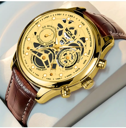 Стильний повсякденний круглий чоловічий годинник Pointer Luxury Business Quartz Hollow Watch