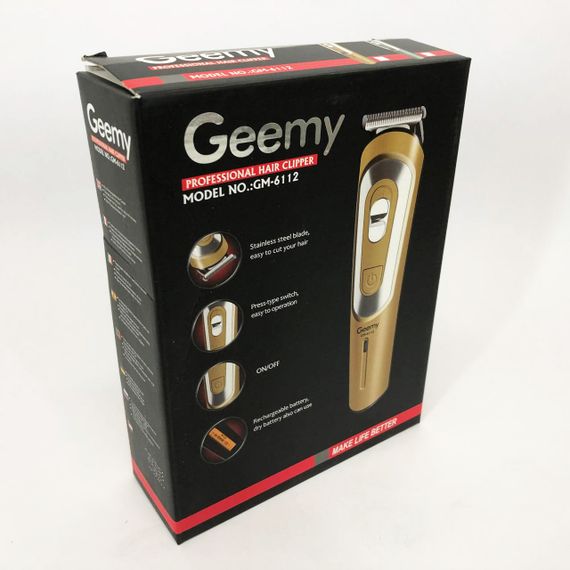 Бездротова машинка для стрижки волосся GEMEI GM-6112 акумуляторна. Колір: золотий | Зображення 3
