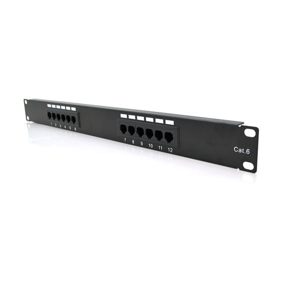 Патч-панель PiPo 12 портов UTP кат 6Е 19 "1U не экранированная черная
