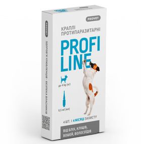 Краплі від бліх, кліщів та вошей Provet Profiline для собак до 4 кг 4 піп