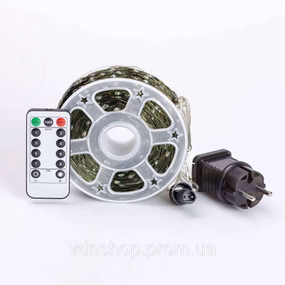 Гірлянда роса на пульті 200 метрів на 2000 led світлодіодів крапля на зеленому дроті мультиколор 2000L200MGML | Зображення 8