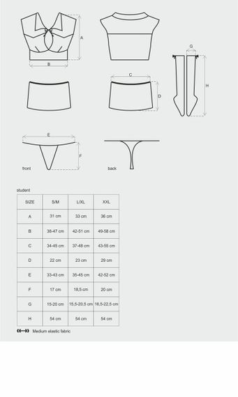 Еротичний костюм студентки Obsessive Student 4 pcs costume L/XL, топ, спідниця, стринги, гольфи Sex Aura | Зображення 4