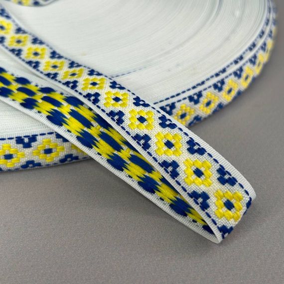 Тасьма національна жакардова 15 мм - біла з жовтим (13в19) | Зображення 2