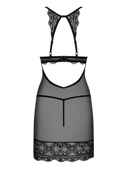 Сорочка Obsessive Renelia chemise Чорна L/XL | Зображення 3