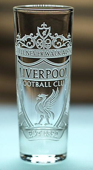 Скляна чарка 60мл Liverpool з гравіюванням подарунок для фаната стопка ФК Ліверпуль футбольна стопка