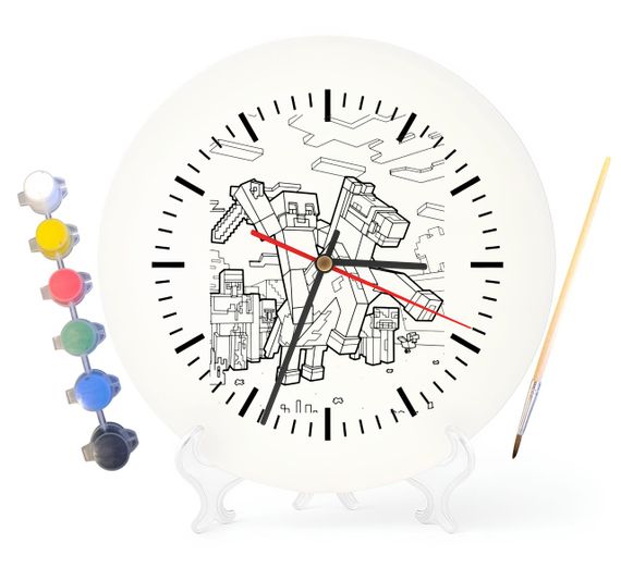 Детский набор для творчества часы раскраска Моб из любимой игры 30 см (Г0179)