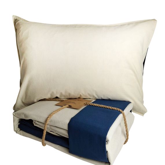 Комплект постільної білизни SoundSleep Stonewash Doble Dark Blue Milk Полуторний 160х220 см синьо-молочний (2800004763691) | Зображення 6