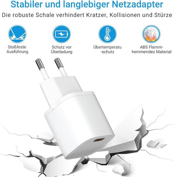 Зарядний пристрій USB-C 33W PD3.0, набір 2 шт, блок живлення для швидкої зарядки телефону, адаптер у розетку SURNICE | Зображення 3