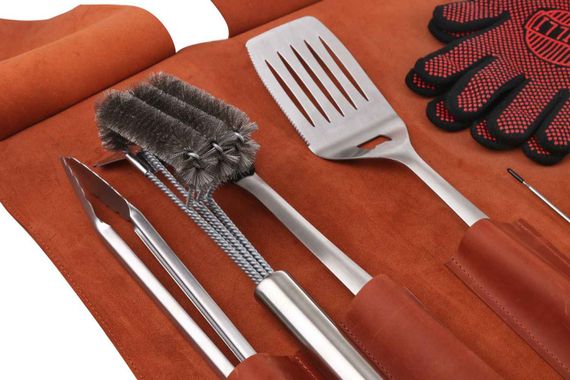 Акція! Скрутка ТОП 10 аксесуарів для барбекю шкіряна GRILLI 888044 Код: 009597 | Зображення 5