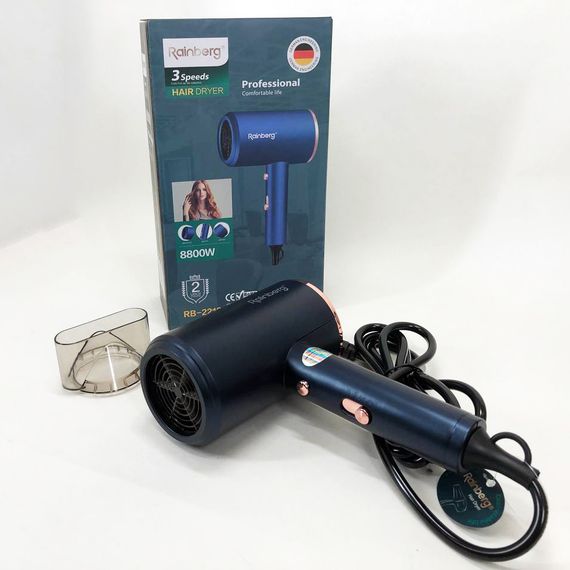 Фен Rainberg RB-2212 8800 W з регуляцією температури та швидкості для сушіння та укладання волосся. VN-549 Колір: синій | Зображення 5