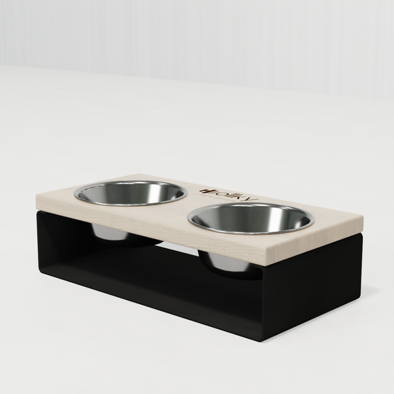 Миски на подставке из цельного металлического листа для собак и котов Hollky SteelWood S (2 × 0,45 л) SWS-36188-BLWH | Зображення 5