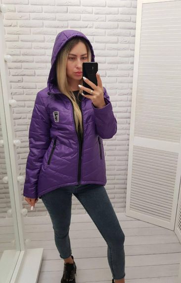 Жіноча демісезонна куртка з емблемою, арт.210/7, фіолет | Зображення 2