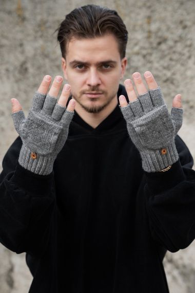Теплі зимові сенсорні перчатки рукавиці без пальців 3-30 Without Jude Gray