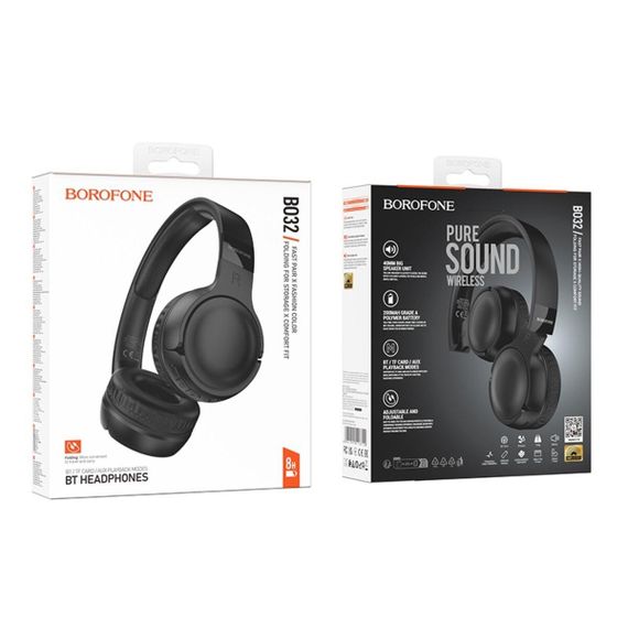 Бездротові навушники BOROFONE BO32 Show BT headphones Black | Зображення 1