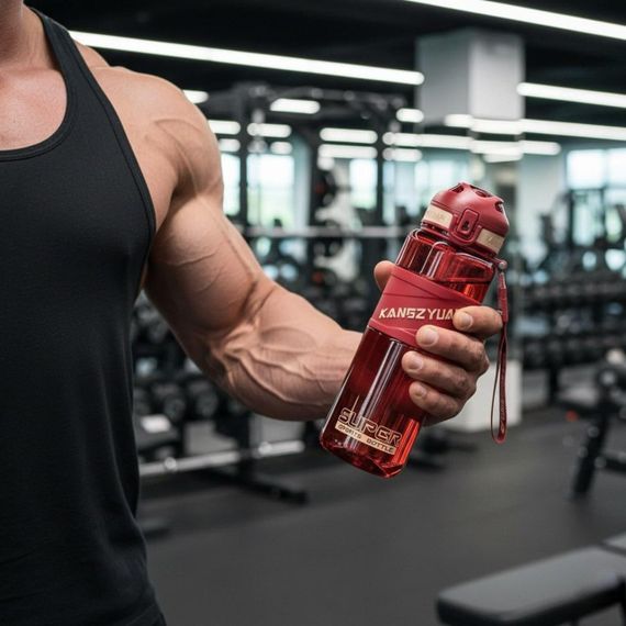 Спортивная бутылка KANGZYUAN 700 мл - Красная Tritan BPA-free, ударопрочная эко-бутылка с ремешком | Зображення 6