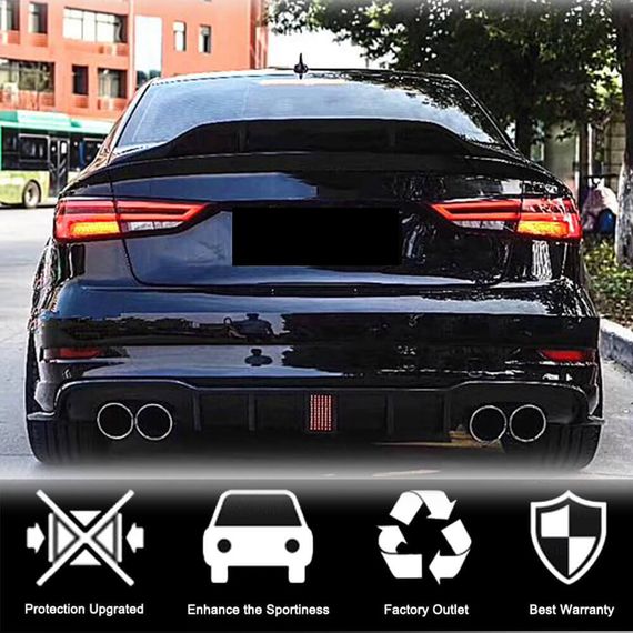 Диффузор заднего бампера V2 (для S-Line SD 2017-2020, Карбон) для Ауди A3 | Зображення 1