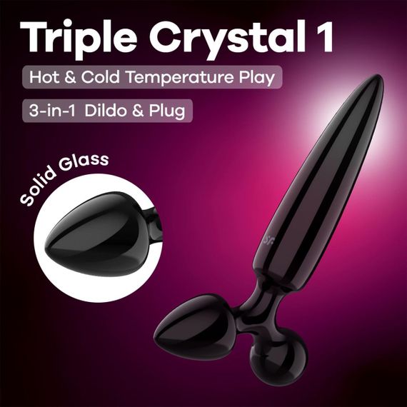 Тристоронній скляний дилдо Satisfyer Triple Crystal 1 Black Sex Aura | Зображення 5