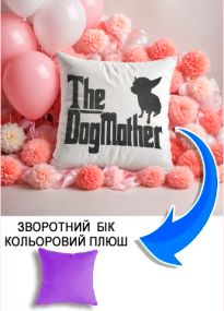 Подушка плюшева Мерч Крафт Дизайн з принтом dogmother бузковий плюш квадратна 33х33 см