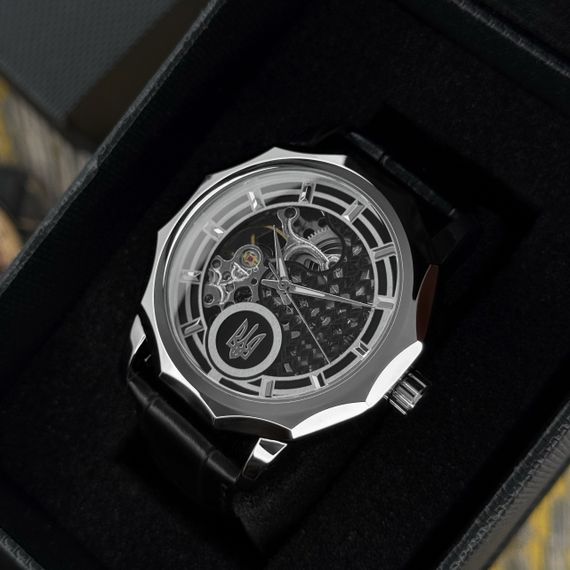 Класичний чоловічий годинник Awarder 024SI Тризуб срібло Silver | Зображення 7