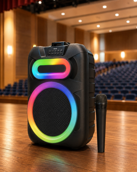 Колонка MS-2082BT-W Bluetooth / Акустична система з RGB підсвічуванням / Колонка + бездротовий мікрофон | Зображення 2