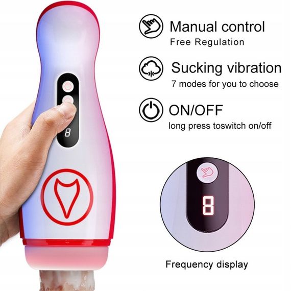 Автоматичний інтерактивний мастурбатор FOX - Vibrating Masturbation Cup , 7 Suction Power, 7 Vibration Setting, BS6300069 Sex Aura | Зображення 2