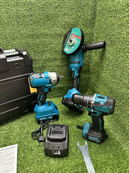 Набір 3в1 акумуляторних інструментів у кейсі: болгарка/шуруповерт/гайковерт | Зображення 1