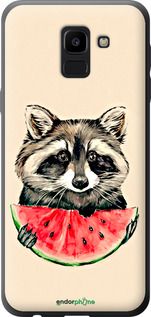 Чохол на Samsung Galaxy J6 2018 Єнотик з кавуном "4605u-1486-2448"