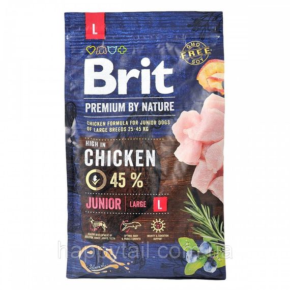Корм Brit Premium by Nature Junior L для щенков крупных пород (25-45 кг), курица 3 кг | Зображення 2