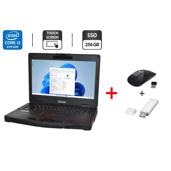 Напівзахищений ноутбук Getac S410 G2 / 14" (1366x768) TN Touch / Intel Core i5-8250U (4 (8) ядра по 1.6 - 3.4 GHz) / 16 GB DDR4 / 256 GB SSD / Intel UHD Graphics 620 / LTE / Windows 11 Pro б/в + Подарунок Бездротова мишка + флеш-накопичувач USB 32 GB