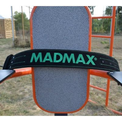 Атлетический пояс MadMax MFB-301 Suede Single Prong шкіряний Black/Green XXL (MFB-301_XXL) | Зображення 2
