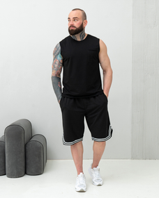 Мужской летний костюм майка и шорты BD0037 цвет черный, размер L