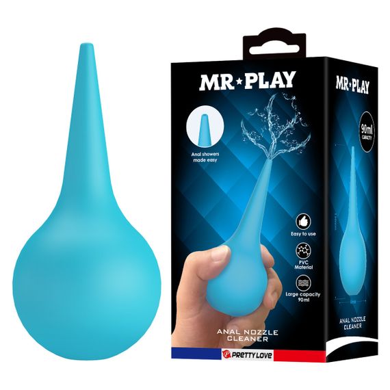 Анальный душ MR PLAY голубой, 90 мл, 13 х 6 см Sex Aura