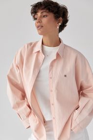 Котонова сорочка з вишитим написом - пудра цвет, ONE SIZE (є розміри)