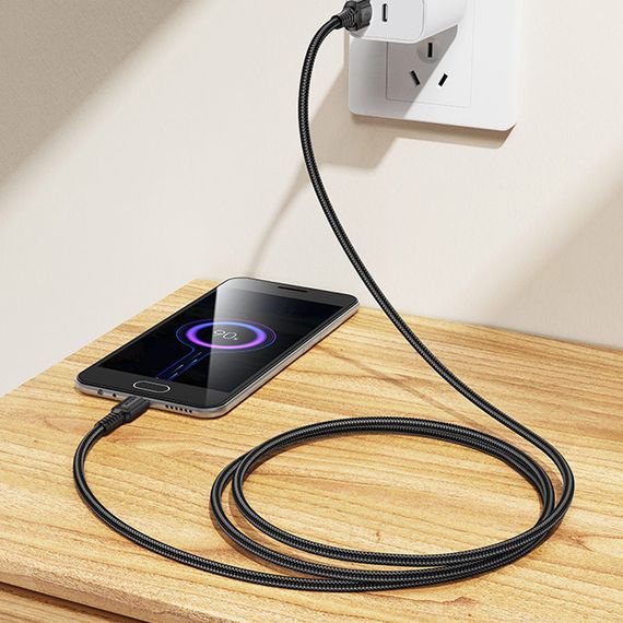 Дата кабель Borofone BX116 Certain USB to MicroUSB 2.4A (1m) Black | Зображення 2